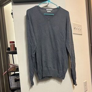 Peter Millar V Neck Sweater Mens Sz M Gray Silk Cotton Cashmere